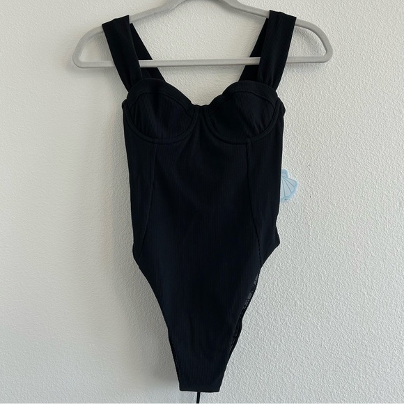 Popflex Boardwalk Bombshell Cheeky One Piece Black Rib - Picture 2 of 7